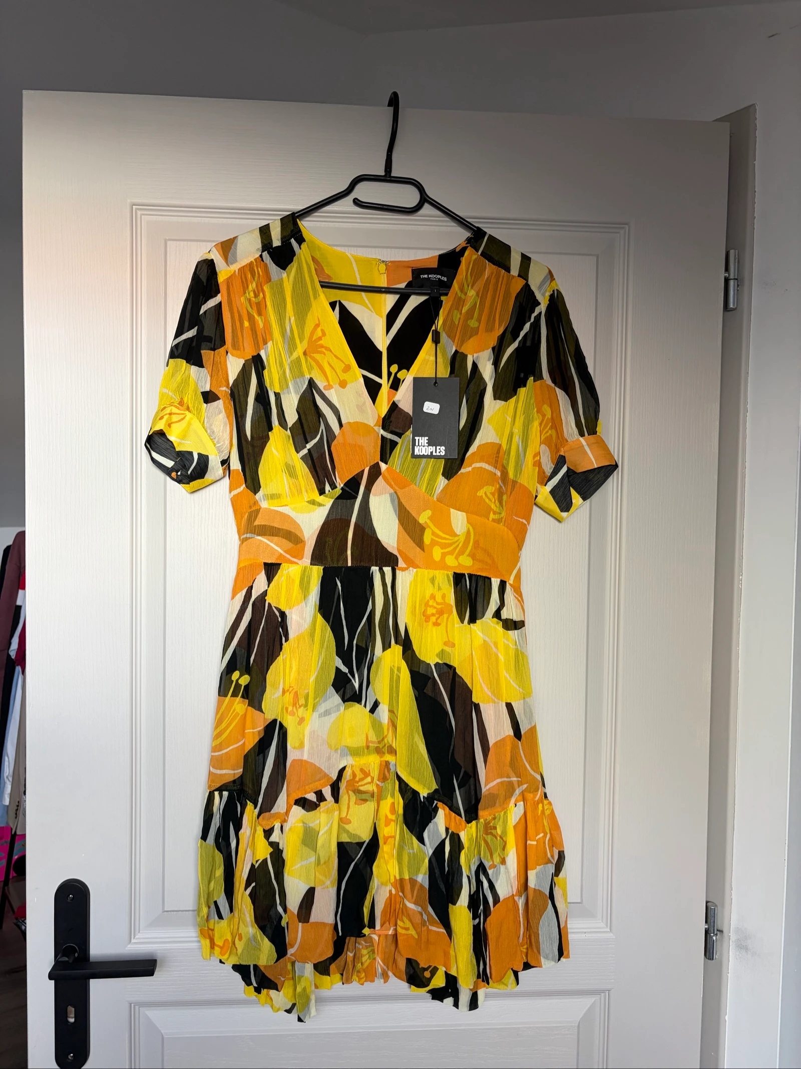 The Kooples – Robe Hibiscus Yellow imprimée – Taille 36 – Neuve avec étiquette